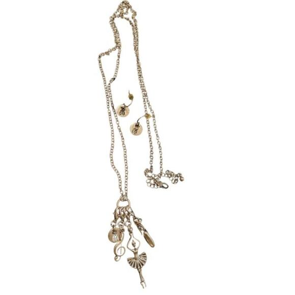 Ballerina Theme Interchangeable Silver Charm Necklace Chain Link Necklace Set - Picture 1 of 7